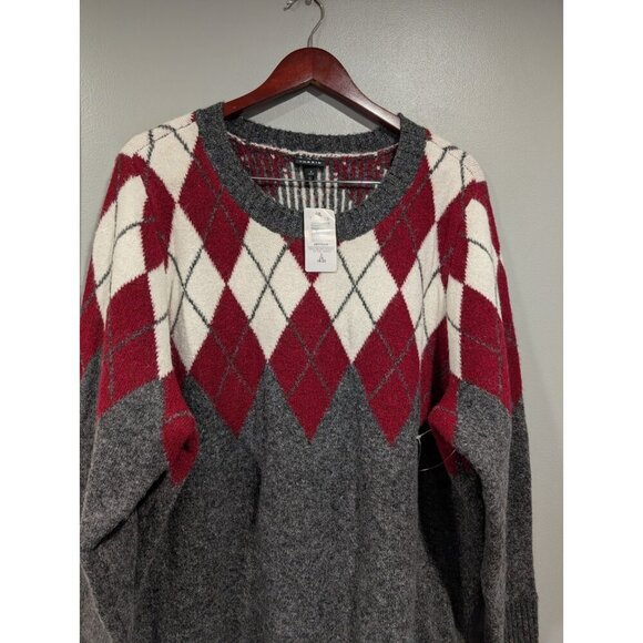 NWT Torrid Women's Gray Red Pullover Argyle Colorblock Sweater Super Soft Sz 2X - Picture 15 of 16